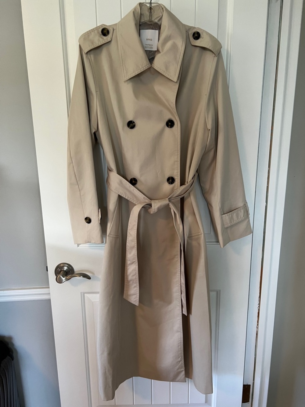 Mango Classic Beige Double-Breasted Trench with Belt